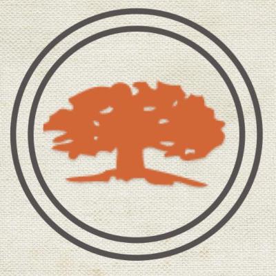 Albion Country Club Logo, orange tree with two black line circles surrounding