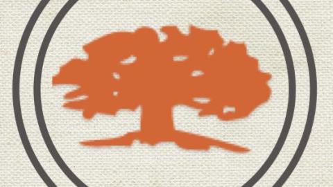 Albion Country Club Logo, orange tree with two black line circles surrounding